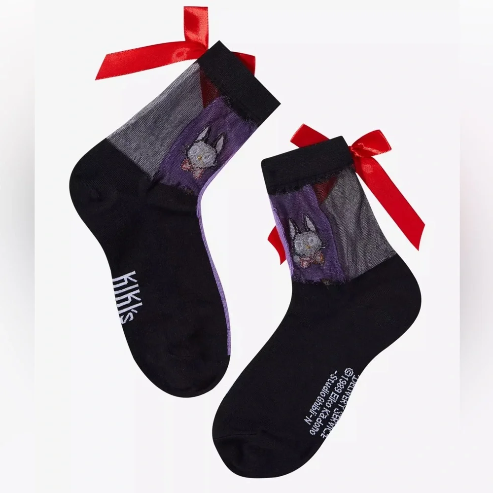 Studio Ghibli Kiki's Delivery Service Jiji Bow Mesh Ankle Socks Hot‎ Topic